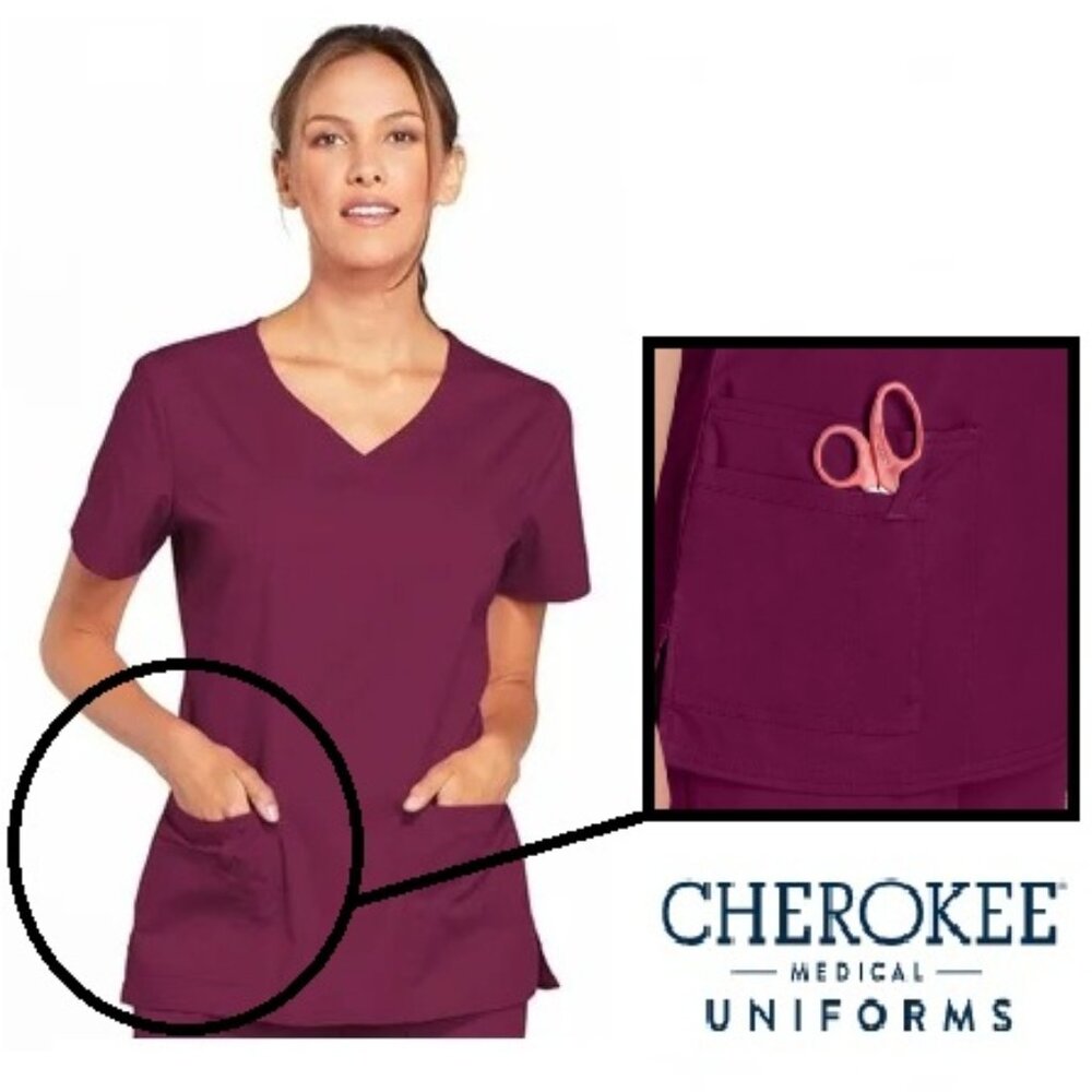Cherokee Workwear Core Stretch V-Neck Scrub Top - size XXS